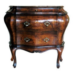 A Shapely Patinated Italian Rococ-Style Walnut 3-Drawer Commode