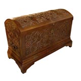 A Large and Well-Carved Carved French Regence Oak Chest with Domed Lid