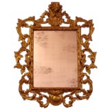 Italian Rococo-Style Carved Giltwood Mirror of Open Scrollwork