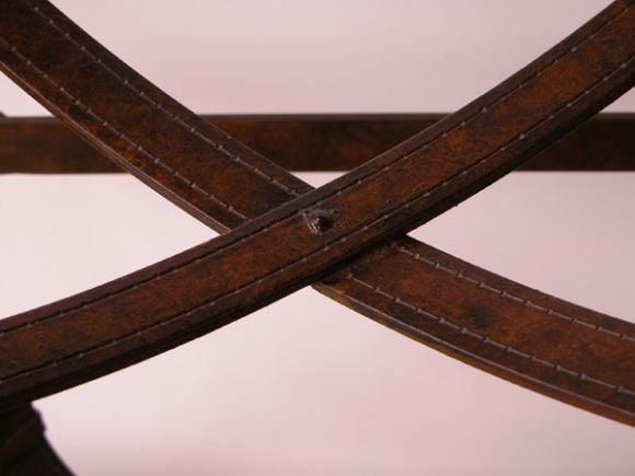 Late 20th Century A French Iron Strap Work Rectangular Side Table with Glass Top