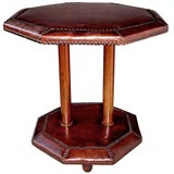 A French 1940's Brown Leather Octagonal Side Table