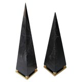 A Fanciful Pair of Italian 1960's Faux Black Marble Obelisks