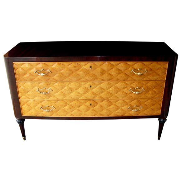 A French Art Deco Rosewood Chest with 3 Bird
s-Eye Maple Drawers