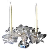 A French Art Deco Two Arm Candelabra of Glass Leaves & Flowers