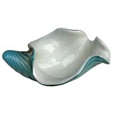 A Large-Scaled Italian Pale Blue Cased Glass Conch Shell Bowl