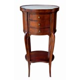 A Diminutive French Rococo Style Mahogany Oval Side Table