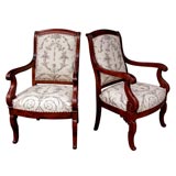 A Handsome Pair of French Restauration Mahogany Armchairs A Handsome Pair of French Restauration Mahogany Armchairs