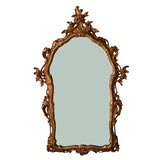 An Italian Rococo-Style Cartouche-Shaped Carved Giltwood Mirror
