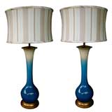 A Pair of Chinese Turquoise & Pale-Yellow Glazed Lamps
