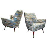 A Pair of American Mid-Century Barrel-Back Lounge Chairs