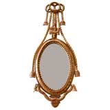 Danish Rococo Style Carved Giltwood Oval Mirror