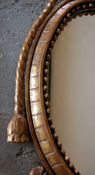 Danish Rococo Style Carved Giltwood Oval Mirror In Excellent Condition In San Francisco, CA