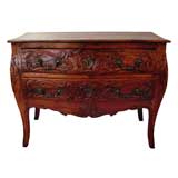 French Louis XV Provinical Walnut & Oak Serpentine-Form Commode