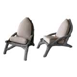 A Bold Pair of French 1940's Faux Bois Concrete Garden Chairs