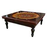 Massive French Fruitwood Marquetry Inlaid & Mahogany Game Table
