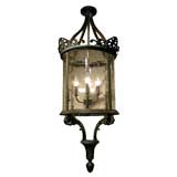 A Large French Louis XVI Style Bronze Cylindrical Form Lantern