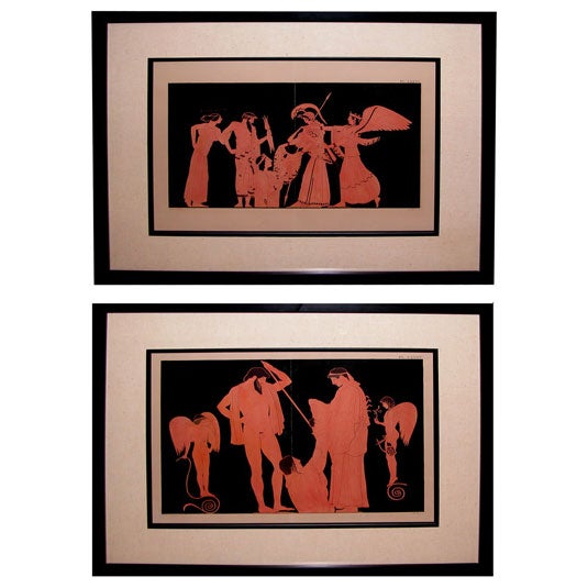 Handsome Pair of French Stone Lithographs of Classical Figures For Sale