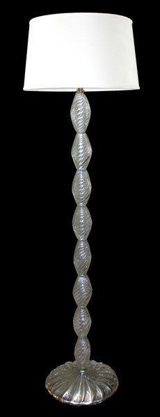 A Shimmering Italian Art Deco Clear Glass Floor Lamp by Venini