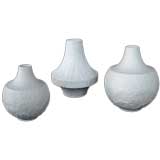 A Set of 3 German "Heinrich" White Biscuit Porcelain Vases