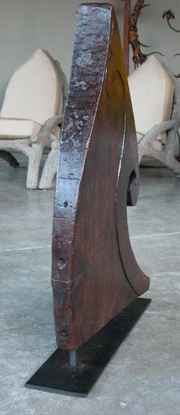 Curvaceous South Indian (Kerala) Carved Teak Boat Prow w Incised Decoration