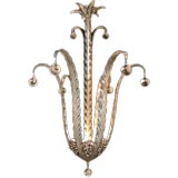 Vintage french art deco nickel plated 6-arm chandelier