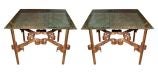 Pair of French Iron Tables with Mirrored Tops