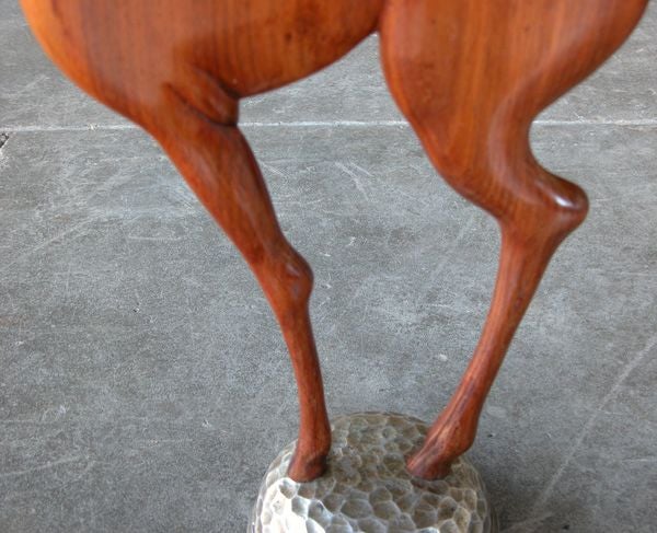 A Graceful French Art Deco Carved Bubinga Wood Deer 1