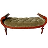 A Curvaceous English Edwardian Mahogany Curule-Form Bench