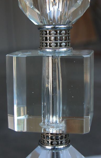 A Large-Scaled Pair of Austrian 1940's Hand-Cut Crystal Lamps