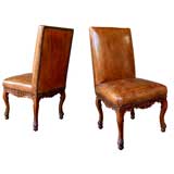 A Well-Carved Pair of Italian Rococo Style Fruitwood Side Chairs