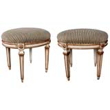 A Pair of Italian Neoclassical Style Ivory Painted Oval Stools