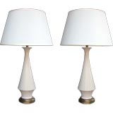 A Pair of American 1960's Ivory Glazed Ceramic Lamps