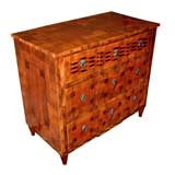 A Fine German Neoclassical Inlaid Fruitwood 3-Drawer Chest