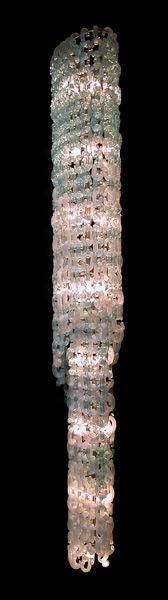 Late 20th Century Dramatic Venetian 1970's Elliptical-Form 2-Tier Glass Chandelier