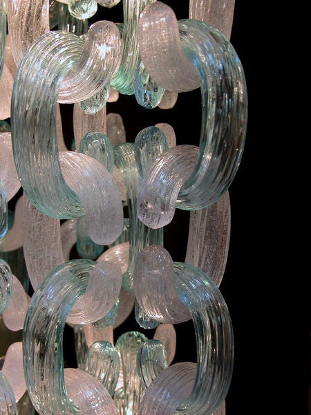 Dramatic Venetian 1970's Elliptical-Form 2-Tier Glass Chandelier 3