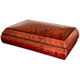 Vintage Exquisite English Art Deco Burl Elmwood Rectangular Sewing Box