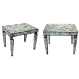 A Shimmering Pair of American Rectangular Mirrored Side Tables
