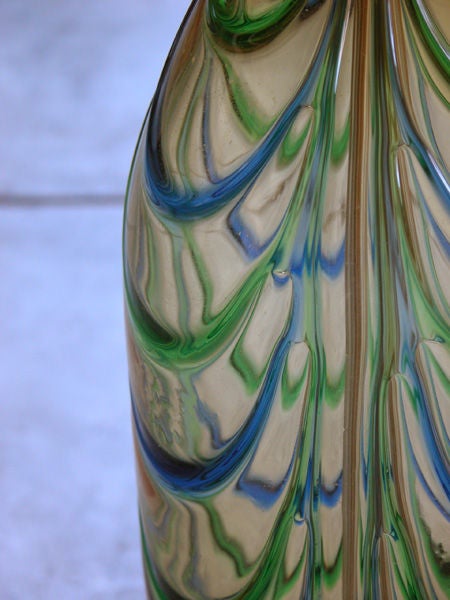 A Pair of Italian Honey-Colored Glass Bottle-Form Lamps; Murano 1