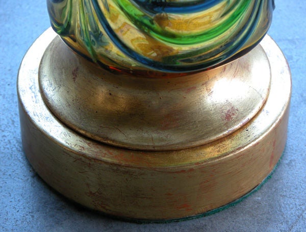 A Pair of Italian Honey-Colored Glass Bottle-Form Lamps; Murano 2