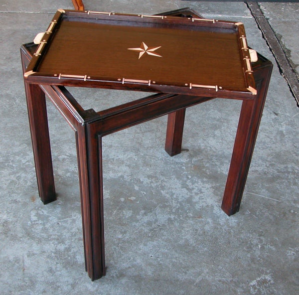 An English Sailor's Whimsy Tray on Stand of East Indian Rosewood