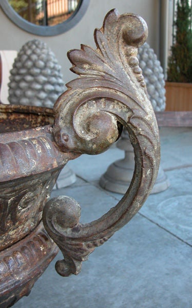 A Grand-Scaled Companion Pair of  Iron Urns on Stand