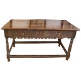 Antique English Baroque Oak Side Table