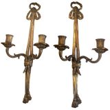 Pair of French Bow Sconces In Gilt Bronze