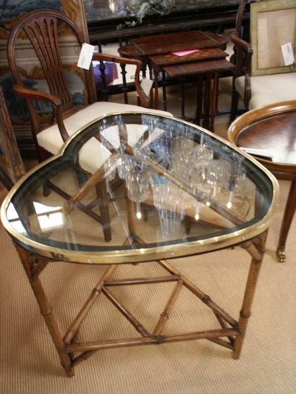 Unusual Heart Shaped Victorian Bamboo Table