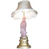 Antique Rose Quartz Guanyin Lamp