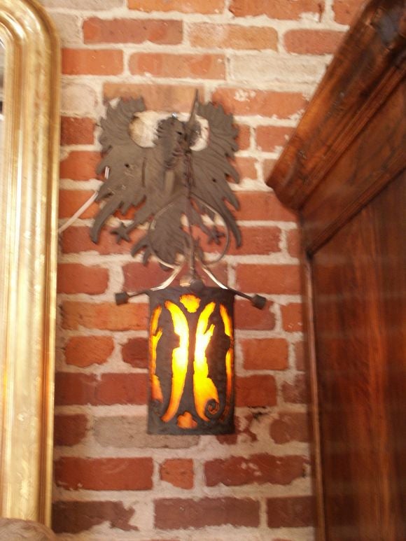 Pair of  Wrought Iron Hanging  Sea Horse Wall Sconces