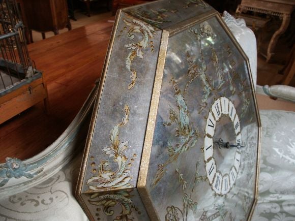 American Chinoiserie Mirrored Clock
