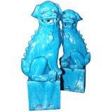 Pair of  Chines Turquoise Glazed Models of Kylins