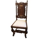 Late 19th C Carved Chair With Crown