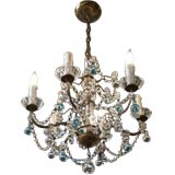Early 20th C Italian Chandelier with Blue Drops